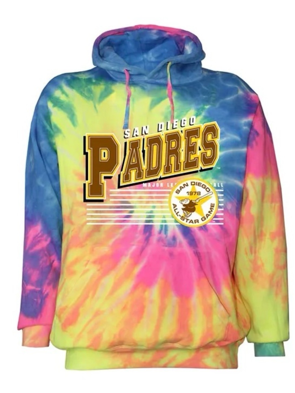 Youths' Stitches San Diego Padres Rainbow Tie Dye Hoodie Medium (6-8) NWT